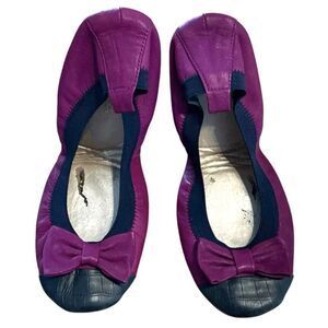 YOSI SAMRA Leather Foldable Ballet Flats with Leather Bow 10